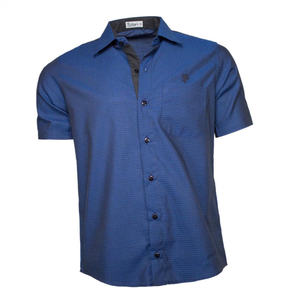 camisa social manga curta azul marinho