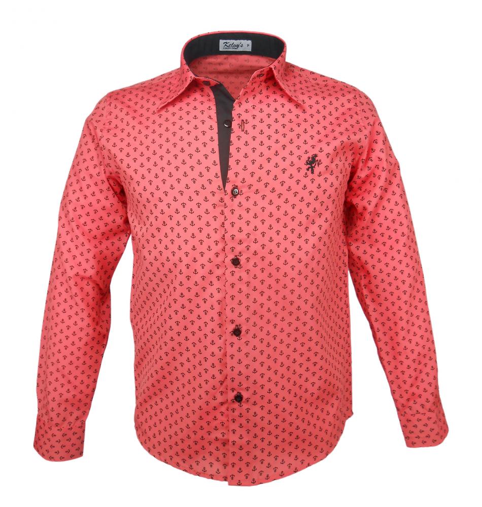 Vibrate region Discovery Camisa Social Masculina Coral Âncora