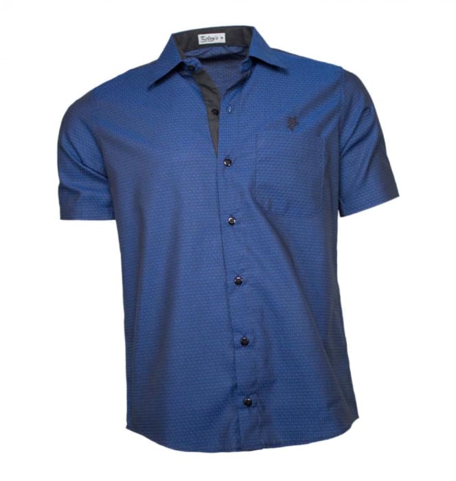 Camisa Masculina Manga Curta Azul Escuro (0)