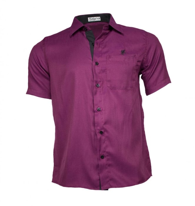 Camisa Masculina Manga Curta Vinho (0)
