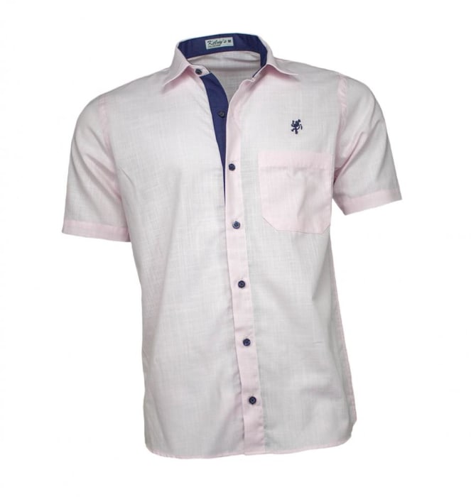 Camisa Masculina Manga Curta Rosa (0)
