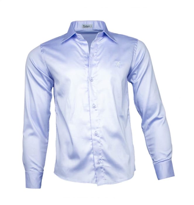 Camisa Social Masculina Acetinada Azul Claro (0)