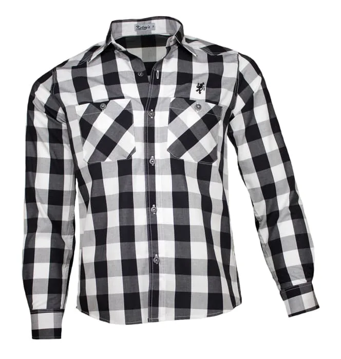 Camisa Work Xadrez Preto Com Fundo Branco - 2504xwz48891