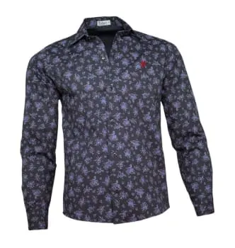 Camisa Floral Masculina Azul Marinho (0)