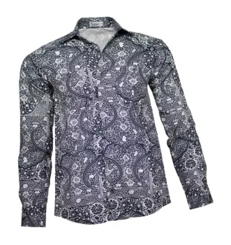 Camisa Floral Masculina Azul Marinho Tropical (0)
