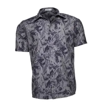 Camisa Floral Masculina Cinza Folhagem (0)