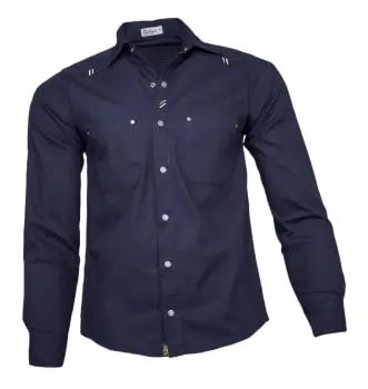 Camisa Sarja Masculina Azul Marinho (0)