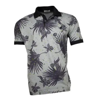Camisa Polo Masculina Cinza Folhagem (0)