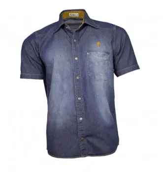 Camisa Jeans Masculina Manga Curta Stone (0)