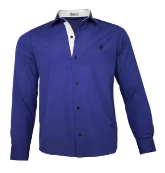 Camisa Social Masculina Azul Royal Maquinetado (0)