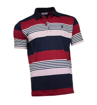 Camisa Polo Masculina Listrada Azul Vermelho (0)