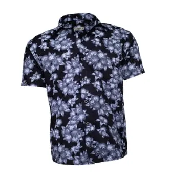 Camisa-florida-azul-marinho-flores