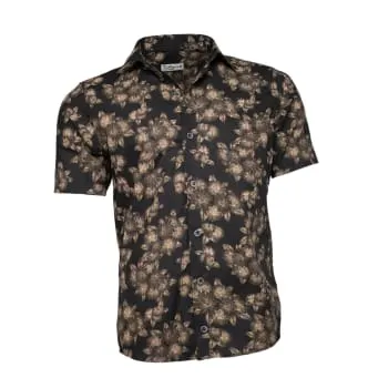 Camisa-florida-preta-flor-amarela